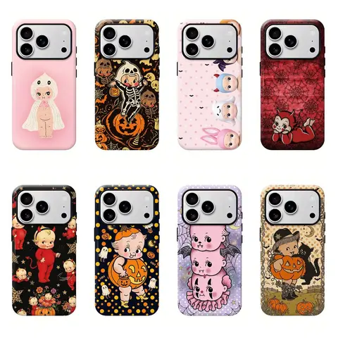 Kewpie Spooky Kitsch Halloween Toddler Kids Phone Case - Shock-Proof, Lightweight Protective Casing with Multi-Model Compatibility for iPhone 17Pro Max,16,15,14,13,12,11Pro Max/Plus, Air | Mobile Phone Accessory