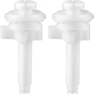 2 Pieces Toilet Seat Screws Replacement Kit Plastic Bolts with Plastic Nuts and Washers Parts Kit for Fixing The Top Toilet Seat, White