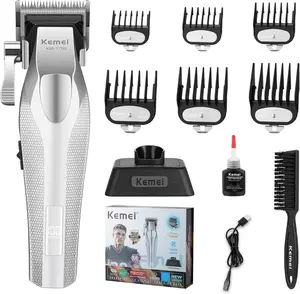KEMEI 1798 Professional Hair Clippers for Men, 9100 RPM Cordless Barber Clippers with Full Metal Body, 3000 mAh Hair Trimmer with LED Display, Ceramic and DLC Blades