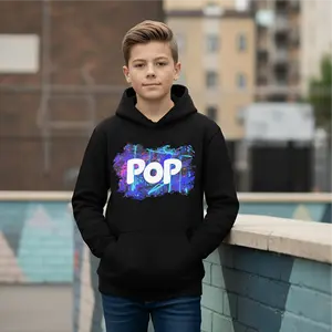 Pop Distressed Tween Youth Heavy Blend Hoodie Black