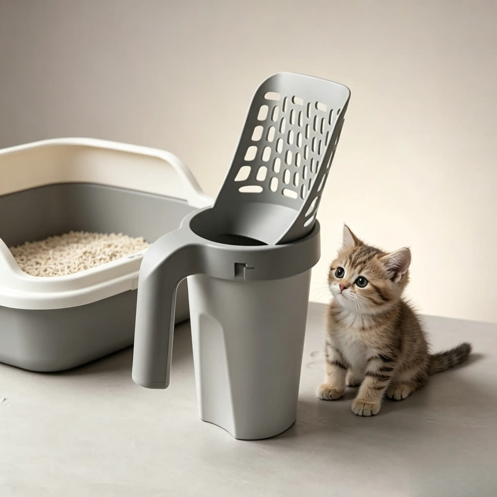Cat Litter Scoop, Litter Box Scoop, Cat Poop Scooper with Waste Holder, Large Capacity Cat Litter Cleaner, Easy Clean Litter Box Scooper, Cat Waste Cleaning Tool for Indoor Cats, Multi Cat Homes, Daily Pet Cleaning Supplies  Pet Poop Bags Odor-Resistant