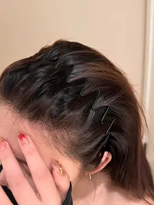 Solid Color Wave Shaped Hair Hoop, Casual Invisible Hair Band for Women and Men, Body Wave Headband, Minimalist  Braided Hairwear for Daily Used