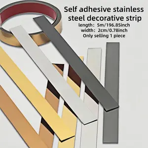5m Stainless Steel Decorative Strip,Stick Metal Trim Self Adhesive Wallpaper Strip,Wall Trim Molding Stainless Steel Wall Tape Peel,Like Finish for Wall Ceiling Mirror Frame Border Edges Trim