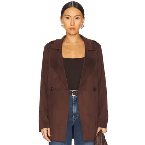 Lovers and Friends Faux Suede Lana Jacket in Dark Brown