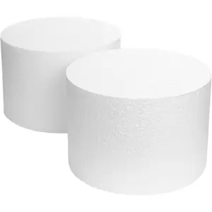 2 Pack 6x4 Inch White Foam Styrofoam Fake Cake Dummies for Wedding Birthday Cake Decorating Display Supplies