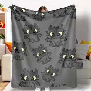 Toothless Flannel Blanket Pattern Cozy Soft Lightweight Warm for Couch Sofa Bed Living Room Travel Home Decor Gift