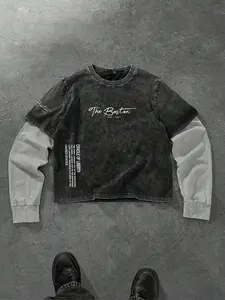 Comfortable Cotton Fabric Colorblock Hoodie Sweatshirt, Loose Fit Racing Style Print, Round Neck Pullover, Casual Classic Streetwear Essential, Casual Sporty Sweatshirt