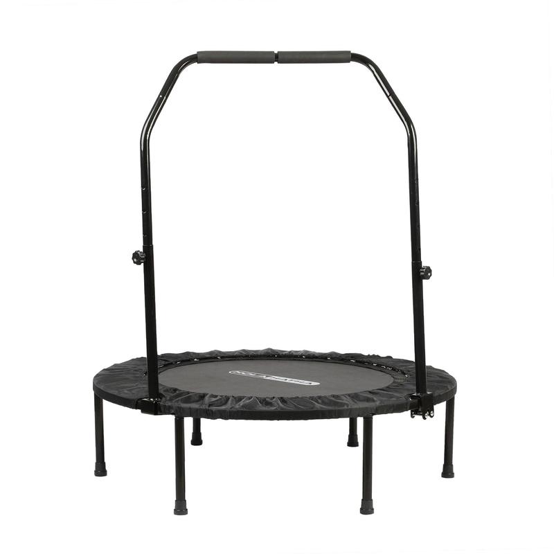 HolaHatha 40" Mini Trampoline Fitness Rebounder with Adjustable Handle, Black