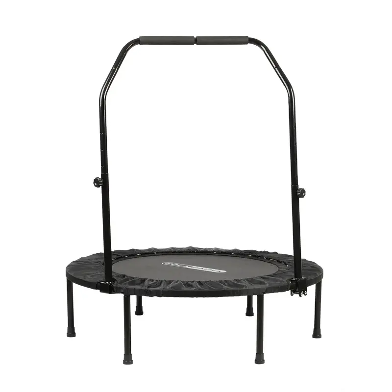 HolaHatha 40" Mini Trampoline Fitness Rebounder with Adjustable Handle, Black