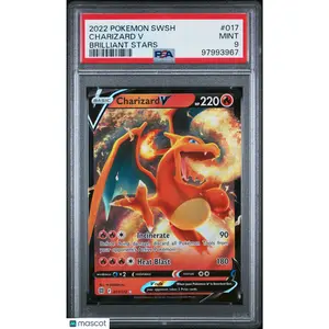 2022 POKEMON SWORD & SHIELD BRILLIANT STARS #017 CHARIZARD V PSA 9