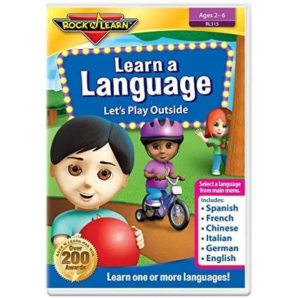 USED Book - Learn a Language: Let's Play Outside DVD by Rock 'N Learn - Spanish, French, Chinese, Italian, German and English (6 languages on one DVD) (Unknown) - english