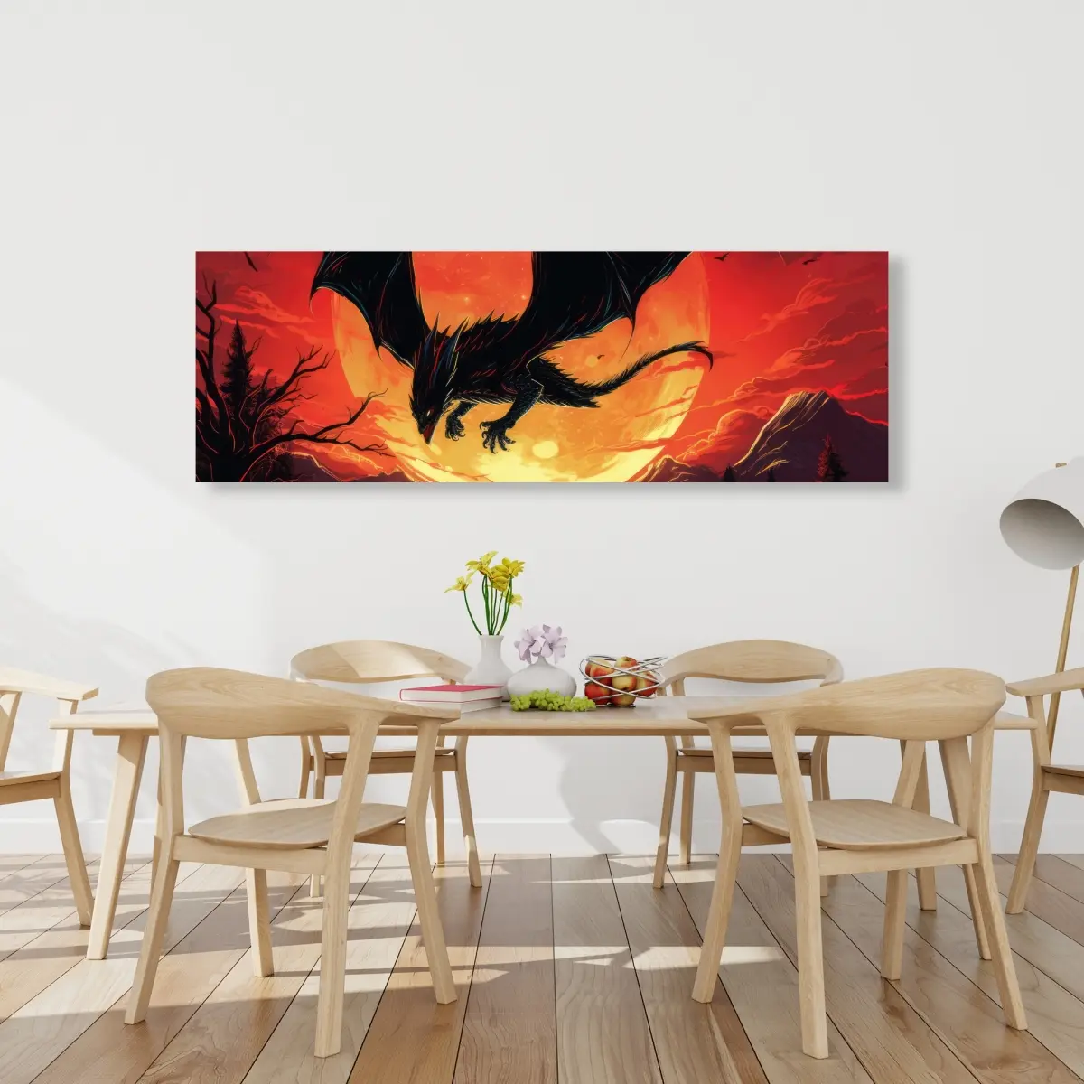 Pictorem C1RC2060DBT4PE 20 x 60 in. The Dragons Wrath - Orange Canvas Wall Art for Home Decor