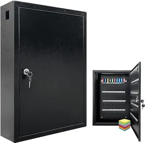 VORVIL Key Lock Box Cabinet with 100 Hooks, Wall Mount Key Storage Box, Key Organizer Locker Box, Heavy Duty Galvanized Steel Key Lock Box with 100 Key Tags and Labels