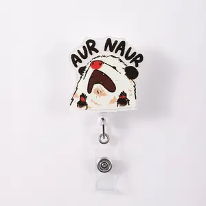 1pc Unique Animal Shaped Badge Reel, Fun 'aur Naur' Slogan, Ideal for Work Ids and Keycards, Cute Design for Everyday Use, Nurse Badge Reel