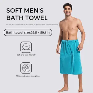 Four-Season Men's Luxury Bathrobe, a Gift for Husband - Also Suitable as Bath Towel, Casual Wear, Loungewear, and Matching Coral Fleece Couple's Nightgown Bath Towel Menswear Set Nightwear Sleeveless