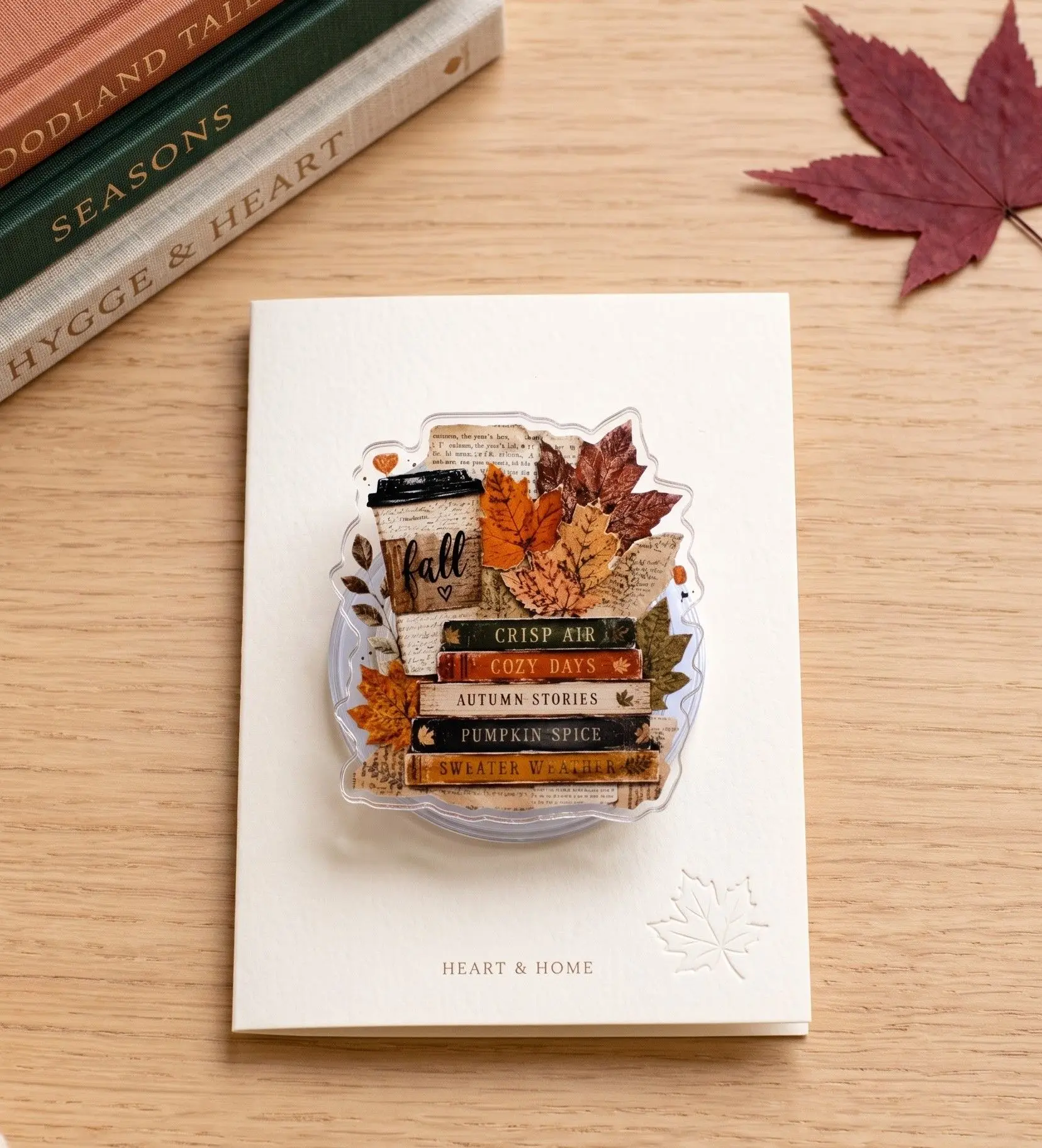 Autumn Book Lover Phone Grip, Fall Coffee & Books Magnetic Phone Holder, Pumpkin Spice Kindle Grip, Cozy Reader Gift, Fall Bookish Accessory
