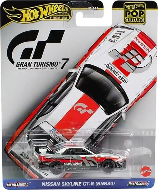 Hot Wheels Pop Culture Gran Turismo Nissan Skyline GT-R BNR34 1:64 Scale Die-Cast Car Model, Racing Car Model, Diecast Model Cars
