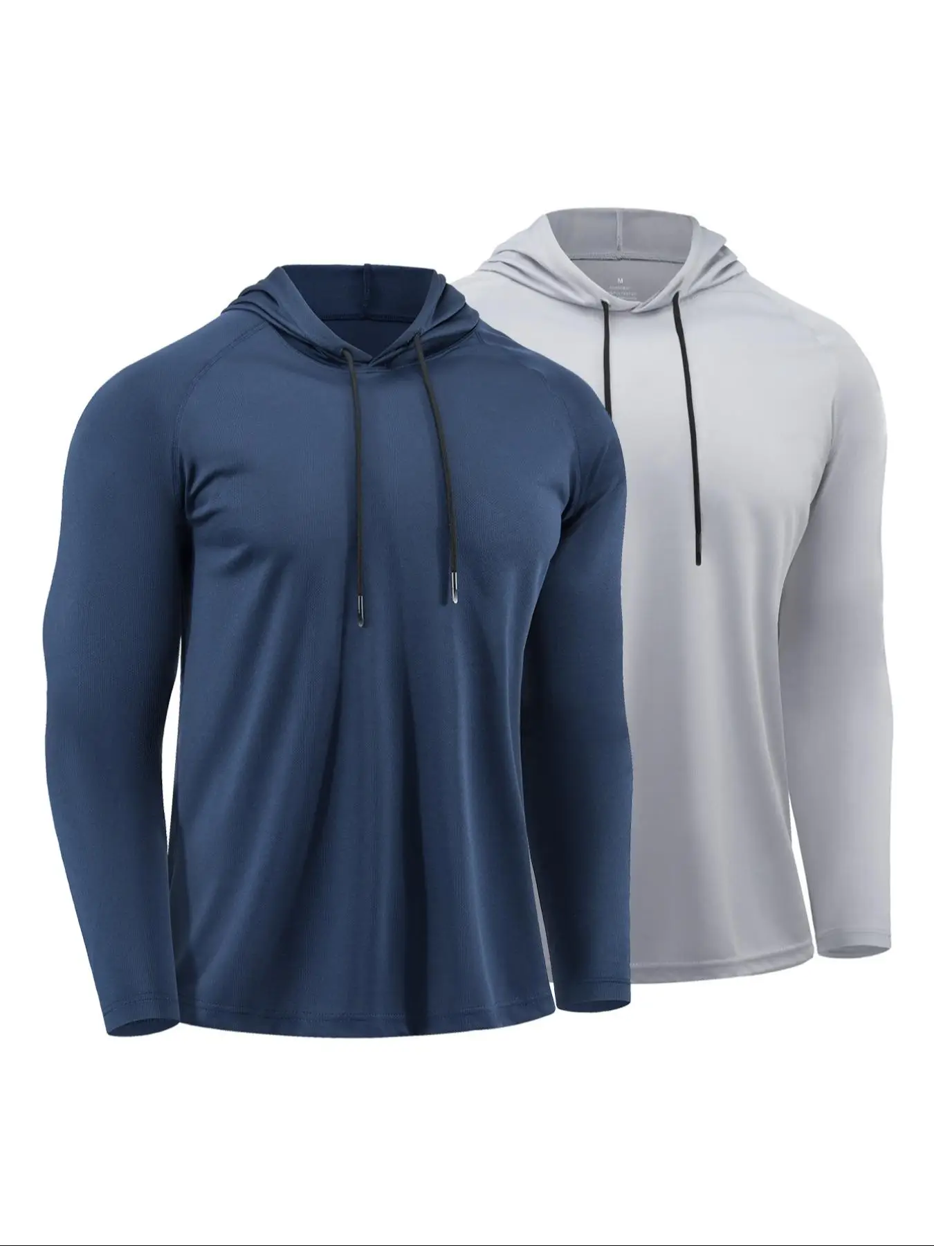 Men's Solid Long Sleeve Drawstring Hoodie Tee, Casual Sporty Hooded Sweatshirt for Running Gym Workout, Men's Sport & Outdoor Clothing for Spring & Fa