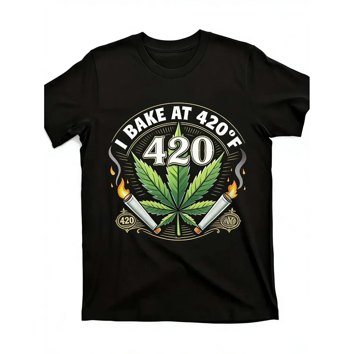 Stoner culture T-shirt for men – 420 leaf graphic, breathable cotton crewneck, perfect casual wear, 4/20 events, iconic weed-inspired style.