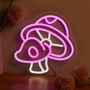 LED Neon Mushroom Cute Neon Sign, USB Powered Neon Signs Night Light, 3D Wall Art & Game room Bedroom Living Room party Decor lamp for Children Kids Girls Boys