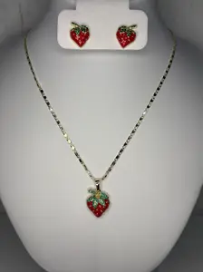 Strawberry "18"inch Necklace and Earrings Set