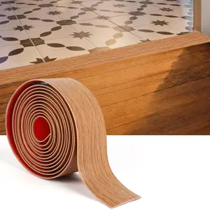 2'' x 10Ft Self Adhesive Floor Transition Strip, Laminate Vinyl Flooring Transition Strip for Joining Floor Gaps, Carpet Threshold, Doorway Transitions, Threshold Cover, Floor Tiles- Brown  Grain