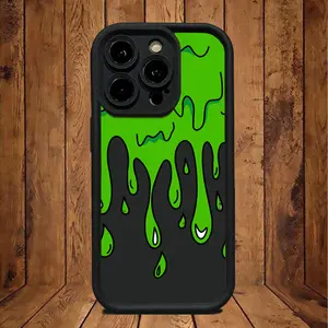 A matte phone case with green paint pattern, suitable for iPhone 17 Air/16 Plus/15 Pro Max/14 Pro/13/12/11/XS Max/X phone case, the best choice for holiday gifts to family, friends, lovers, boyfriends, girlfriends TY513