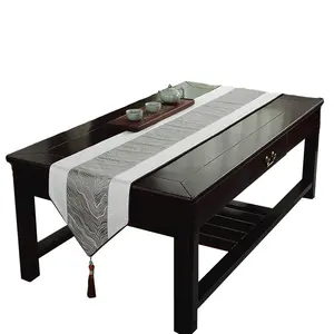 Marble Pattern Gold Thread Jacquard Table Runner Light Luxury Tassel Living Room Conference Model Home Decor