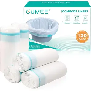 120 Disposable Commode Liners for Bedside Commode, Beside Commode Liners, Potty Liners for Adults, Liners Commode Bags for Commode Chair (Blue - 120 Liners)