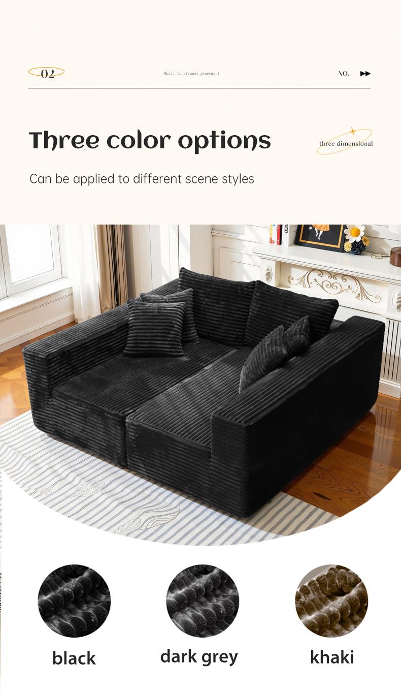 【2 Packages Shipping】135.8"L-Shaped Boneless Sectional Cloud Couch Corduroy Velvet Modular with Chaise No Assembly Required Sofa Living Room Furniture 105.9"