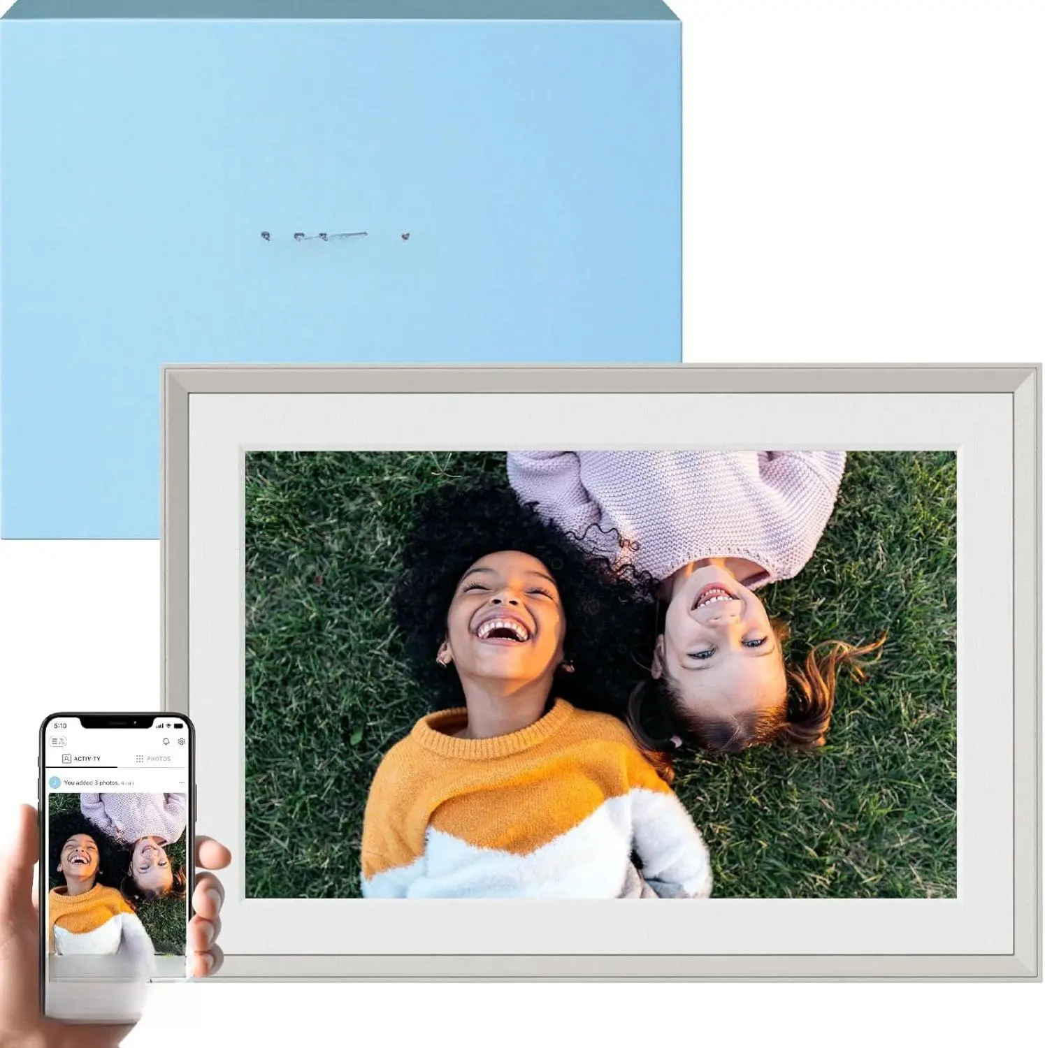 Aura Carver 10.1" WiFi Digital Picture Frame Rectangle Design with Free Unlimited Storage Quick Easy Setup via Aura App Perfect Gift for Displaying Photos from Your Phone