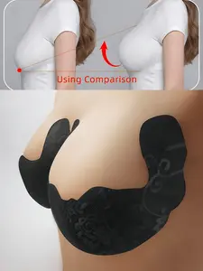 3 Pairs Invisible Seamless Bra Lifting Set, Gingham & Lace Nipple Covers, U-Shaped Gel Breast Pads, Strapless Self-Adhesive Push-Up Underwear Bras