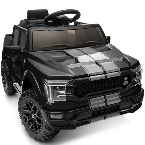 Hikiddo Kids Ride on Car Licensed Ford-Shelby F-150 24V Electric Car Toys for Kids Toddlers w Remote 400W Motor with Bluetooth Music Player Storage Trunk & Three Point Safety Belt