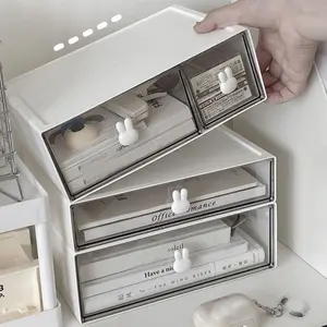 1pc Stationery Organizer Box, Desktop Student Multi-Compartment Drawer Pen Holder, Office Tape Hair Accessory Small Items Storage