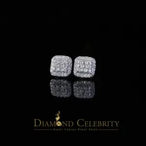 Diamond Celebrity’s White 925 Silver 1.50ct VVS ‘D’ Baguette Moissanite Stud Earrings for Men and Women