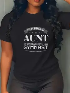 100% Cotton Unisex Proud Gymnastics Aunt Awesome Gymnast Auntie T-Shirt