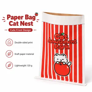 Double-Layer Thick Kraft Paper Bag Cat Nest｜Beyond Flimsy Bags, Built for Scratch & Burrow-Happy Cats. Double-Sided Use, Reinforced Leak-Proof Base, 50x65cm Durable Castle, All-Season Eco Material
