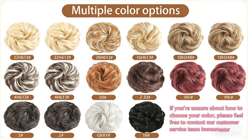 Messy Bun Hair Piece Wavy Synthetic Chignon Scrunchies for Instant Volume Elastic Bun Ponytail Hair Extensions Thick Hairpieces for Women 1.50 oz