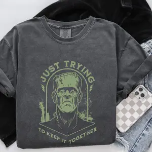 ORIGINAL Comfort Colors Frankenstein Shirt Just Trying to Keep it Together tshirt funny Halloween tee spooky season