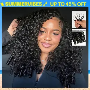 [Lowest]Cheetahbeauty Burmese Curly Crochet Hair for Miracle Knots Boho Braids Water Wave Crochet Human Hair Extension Pre-Separated 50g/Pack, 4-5 Packs for Full Head #Summervibes #weeklydeals #HairTutorial #HairStyles