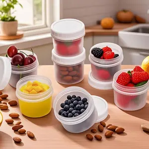 20pcs Overnight Oats Sealed Jars, Reusable PP Food Grade Plastic Clear Food Storage Containers for Salad, Cereal, Snacks, Pudding, Yogurt, Includes 10 Bodies + 10 Lids
