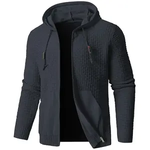 Grandclad Men's Full Zip Up Hooded Cardigan Sweater with Pockets