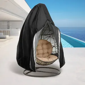 【Upgraded】Patio Egg Chair Covers with Zipper, Wicker Egg Swing Chair Covers, Waterproof Heavy Duty Weather Resisatnt Outdoor Chair Cover, Windproof Hanging Chair Cover, 75" x 45", Black, 1 Pack