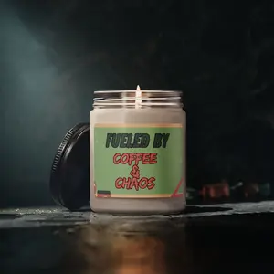 Fueled by Coffee & Chaos Soy Candle - 9oz Scented Candle - Funny Teacher & Parent Gift Decor Glass Wick Cozy Jar Lavender Sage Vanilla