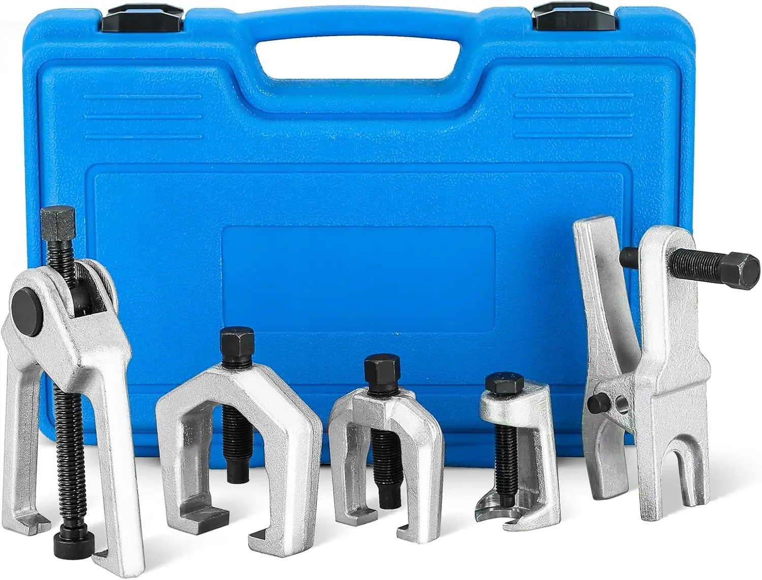 5pcs Rust-Proof C-Shaped Automotive Tool Kit - 1x Ball Joint Separator, Adjustable Inch Jaw Spreads for Front Ends, Suspension Parts Pitman Arm & Tie Rod End Removal (Blue)