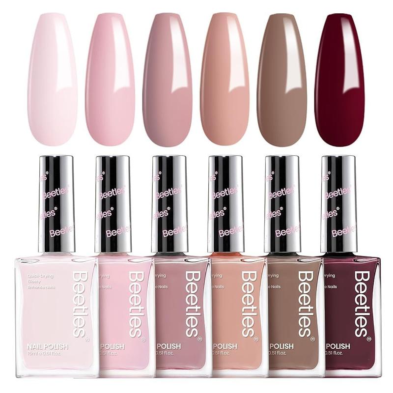 Beetles Brown Color Nail Polish Set,No UV lamp needed,Long Lasting & Quick Dry,Clear for Women,Nails Art,Nails at home,Manicure Beauty Products Pigment Translucent Salon Daily Gift Cutics Cosmetic #TikTokShopBacktoSchool