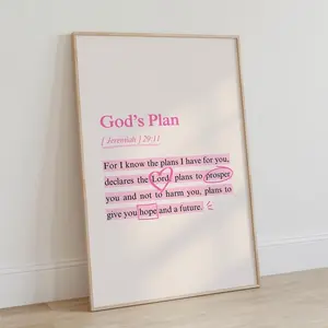 Jeremiah 29 11 Wall Art Pink Christian Wall Art Bible Verse Wall Art Christian Aesthetic Wall Art Scripture Wall Art Jesus Pink Room Decor