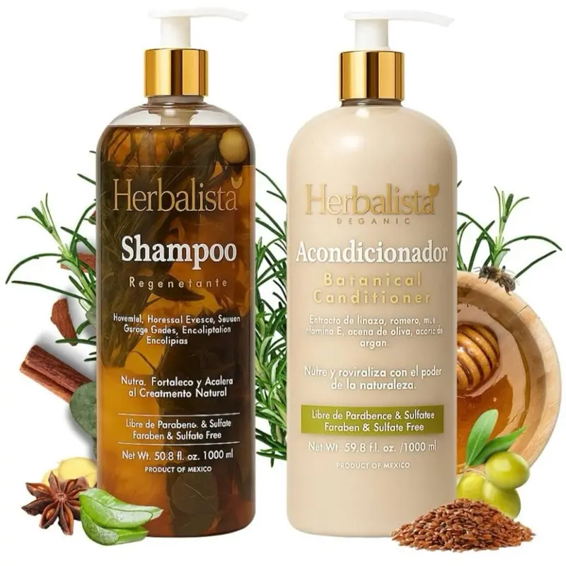 Herbalista Herbal Haircare 2-Pack Bundle - Olive & Coconut Plant-Based Shampoo & Conditioner Set (33 fl oz/1000ml Each) - 100% Natural Handcrafted, Scented with Real Botanicals, Strengthens, Nourishes, Smooths