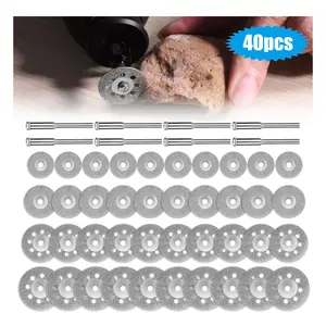 40Pcs Diamond Cutting Wheels with 8Pcs 3mm Mandrels - Metal Circular Saw Blades for Rotary Tools,for DIY Cutting,Sawing,Carving, Sharpening