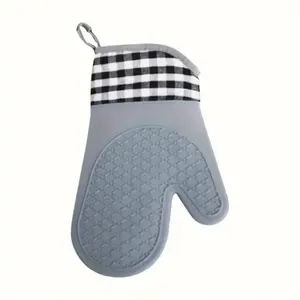 Grey Non-Slip Silicone Oven Gloves for Baking & Cooking, Insulated, Anti-Scald Microwave Mitts